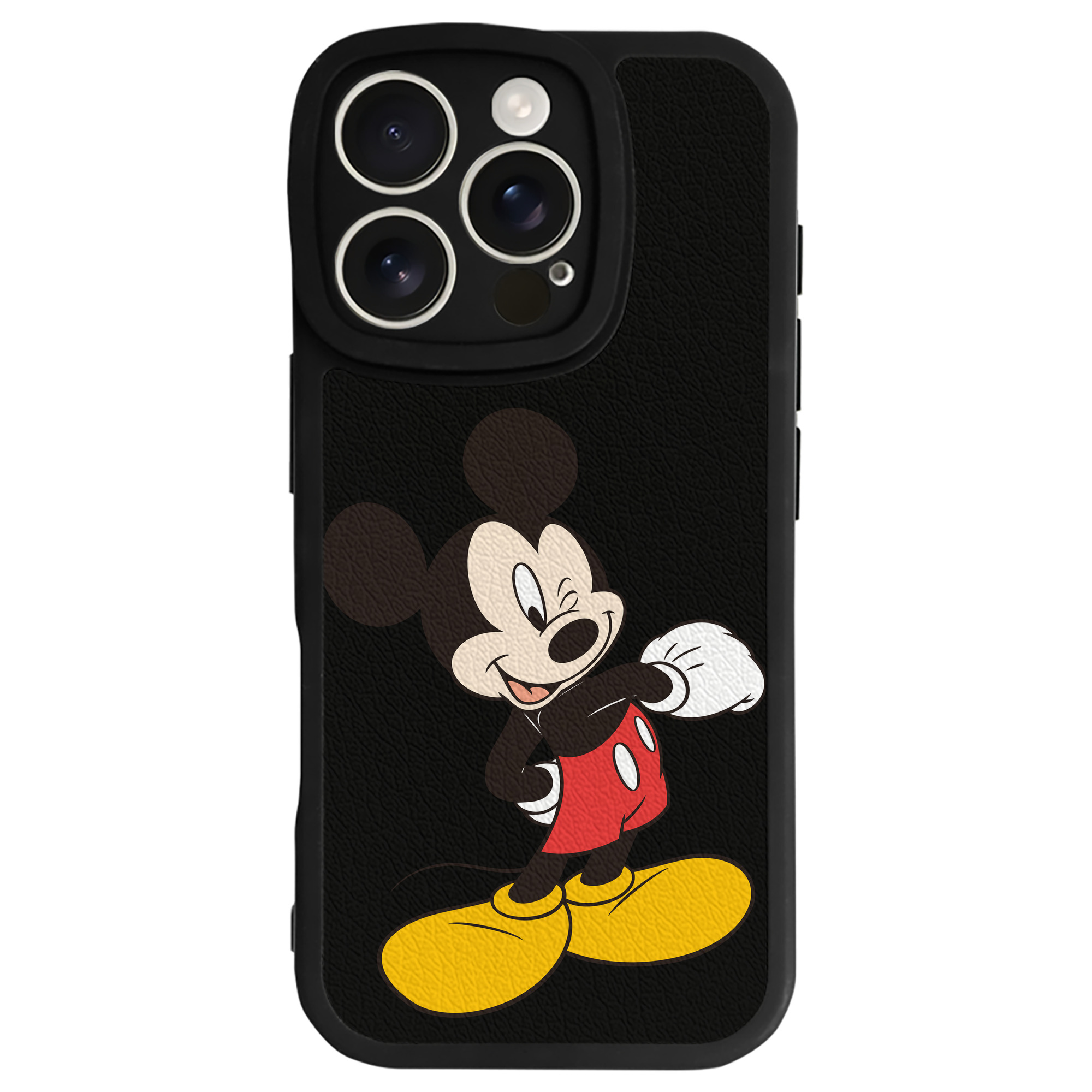 （画像用） ミッキーマウス Mickey Mouse 【iPhone 16シリーズ対応】シリコンスマホケース（レザー調） 材質：シリコン